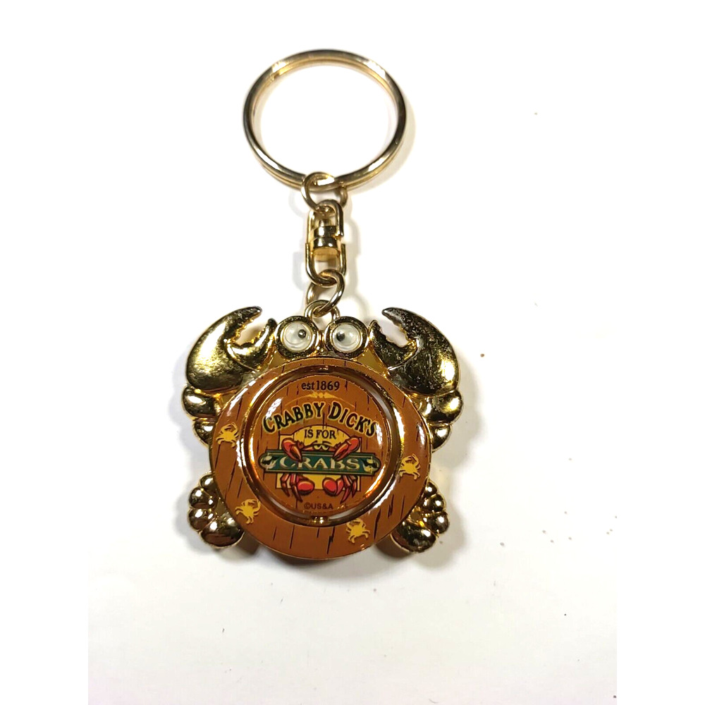 Crabby Dicks Is For Crabs Gold Tone Crab Keychain